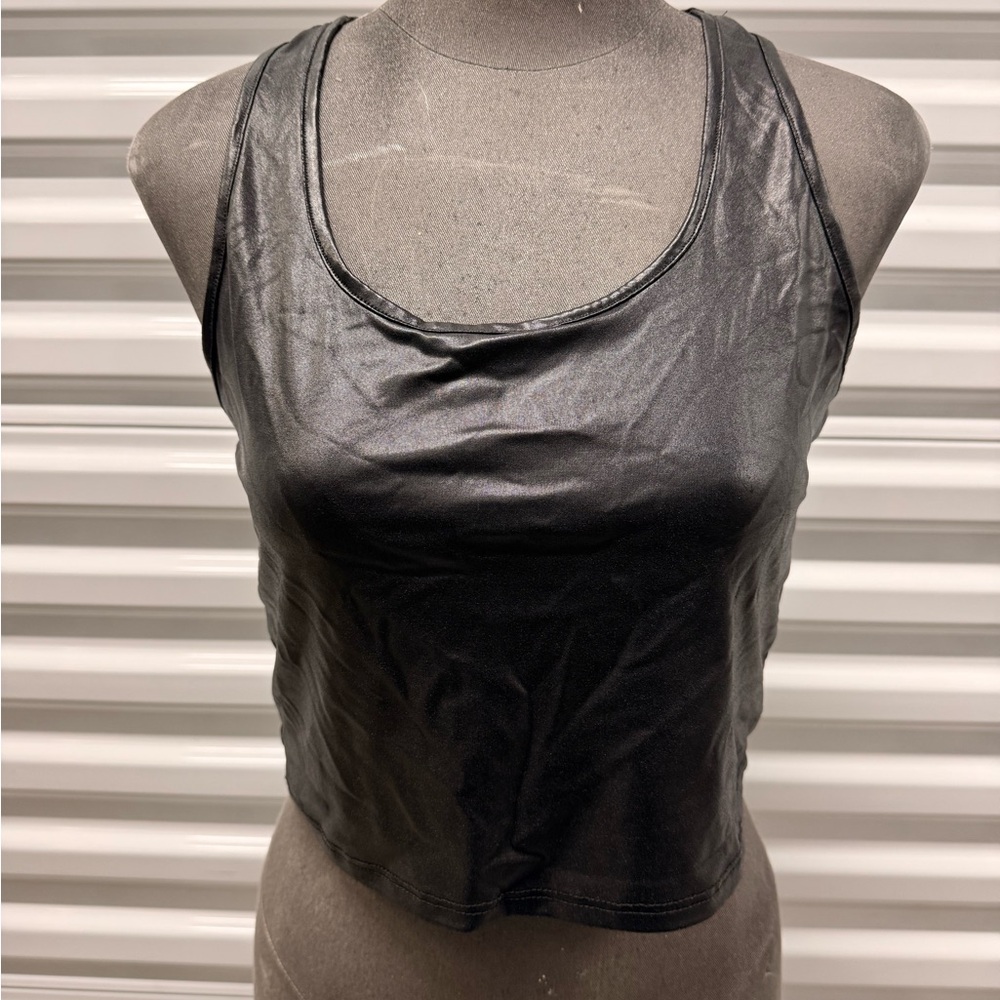 Fashion Nova Shiny Black Crop Top